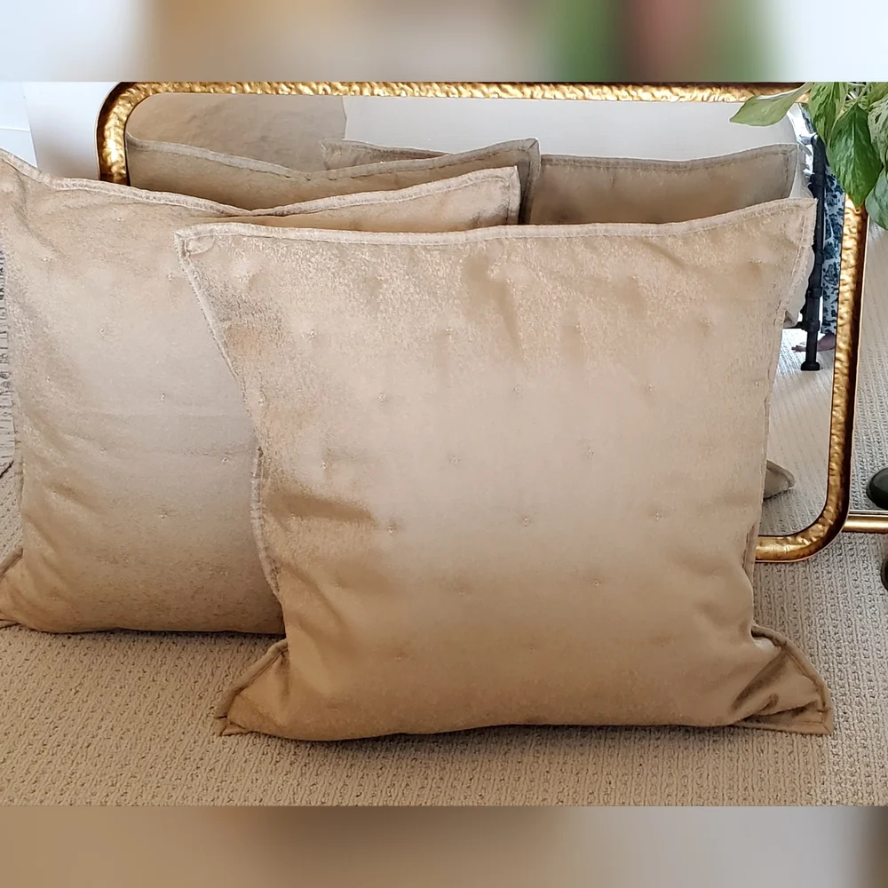 Hotel Collection Macy's Set Of 2 Metallic Stone Gold European Pillow Shams, NWT